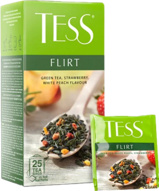 Чай зелёный «Flirt», TESS, с клубникой и ароматом белого персика, 25 пакетиков, 37,5 г