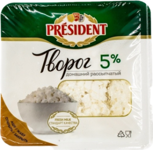 PRESIDENT творог зернистый 5% 200 г